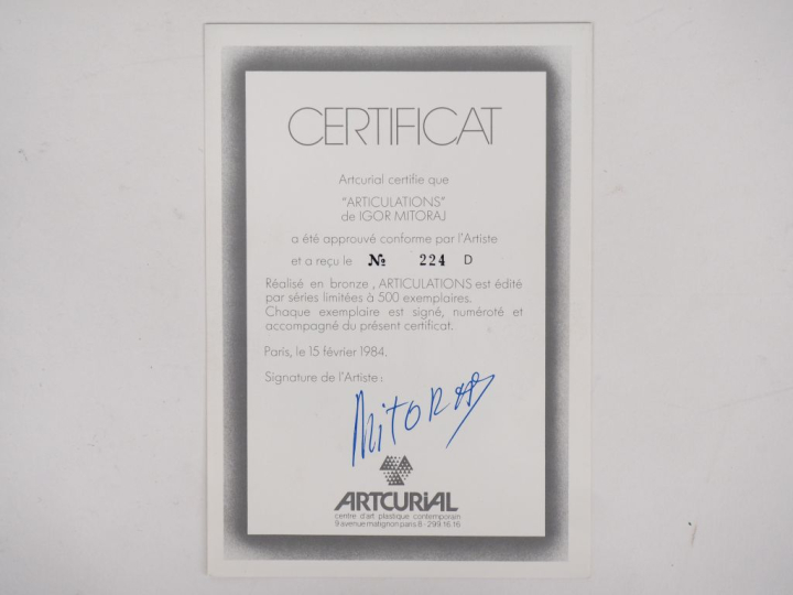 IGOR MITORAJ. "Articulations". Médaille en bronze signée et numérotée 