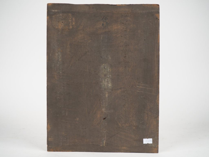 Virginie DEMONT-BRETON. "Portrait d'enfant".  Huile sur panneau, signé