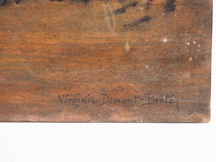 Virginie DEMONT-BRETON. "Le bateau qu'on pousse à la mer".  Huile sur 