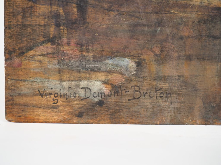 Virginie DEMONT-BRETON. "Retour du poilu".  Esquisse à l’huile sur pan