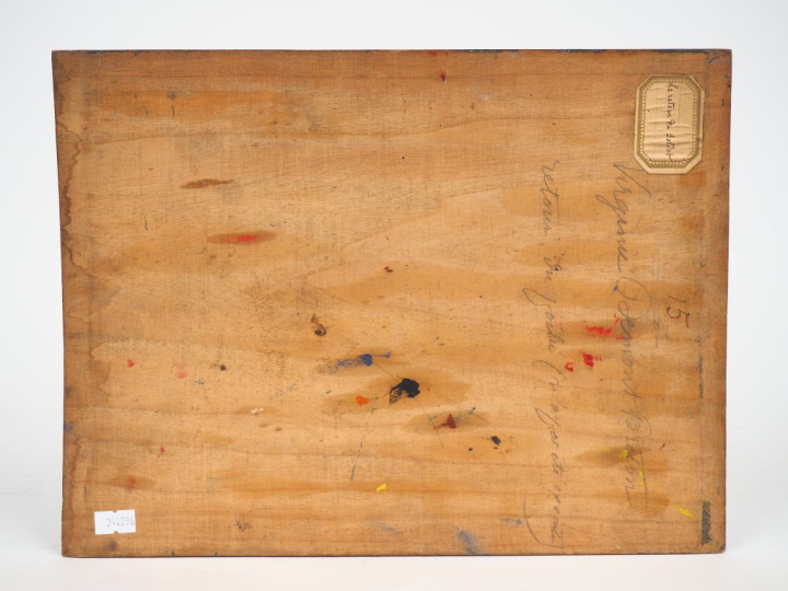 Virginie DEMONT-BRETON. "Retour du poilu".  Esquisse à l’huile sur pan