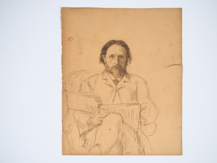 Louis-Alexandre LELOIR (1843-1884) "Portrait de Jules Breton", au dos 