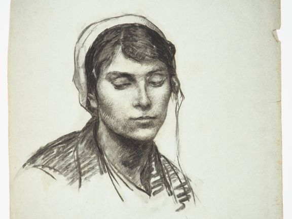 Virginie DEMONT-BRETON. "Jeune fille, étude pour la plage".  Crayon, n