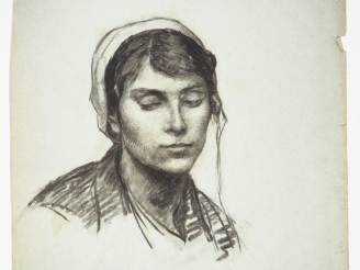 Vente aux enchères Virginie DEMONT-BRETON. "Jeune fille, étude pour la plage".  Crayon, n