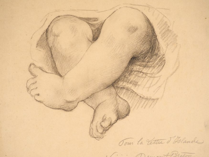 Virginie DEMONT-BRETON. "Etude pour lettre d'Islande"  Crayon, signé. 