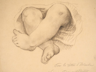Vente aux enchères Virginie DEMONT-BRETON. "Etude pour lettre d'Islande"  Crayon, signé. 