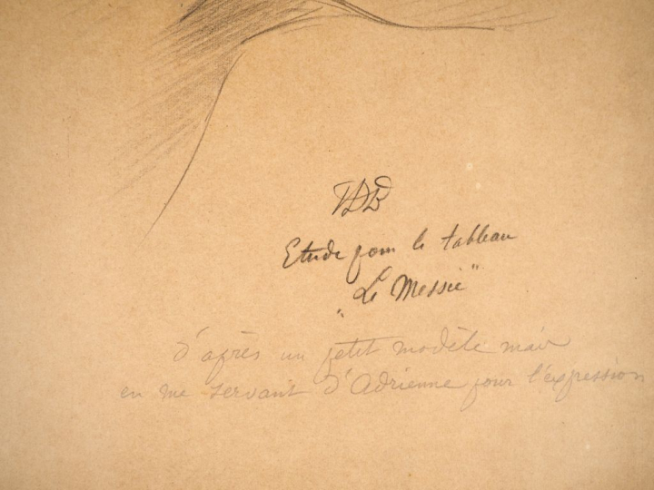 Virginie DEMONT-BRETON. "Etude, pour le Messie, Enfant".  Crayon, mono