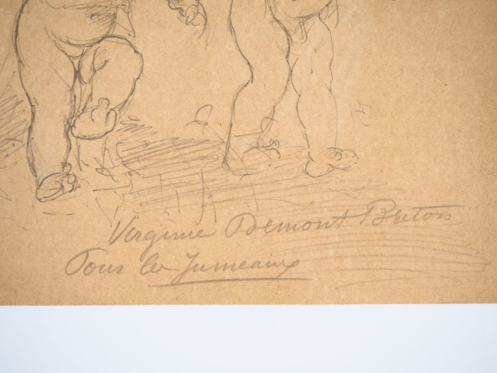 Virginie DEMONT-BRETON Deux "Etudes pour les jumeaux".  Paire de crayo