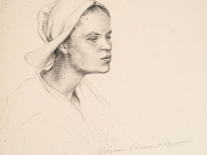 Virginie DEMONT-BRETON.  "La Bretonne de Douarnenez".  Crayon sur papi