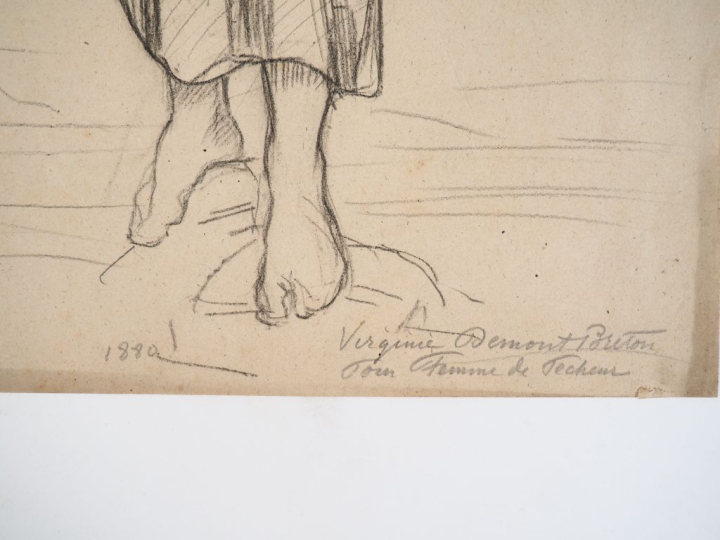 Virginie DEMONT-BRETON.  "Femme de pêcheur", 1880 Crayon sur papier. T