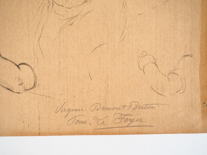 Virginie DEMONT-BRETON.  "Etude de bébés pour Le Foyer"  Crayon sur pa