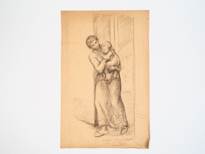 Virginie DEMONT-BRETON.  "Maternité, étude pour Le Foyer".  Crayon sur
