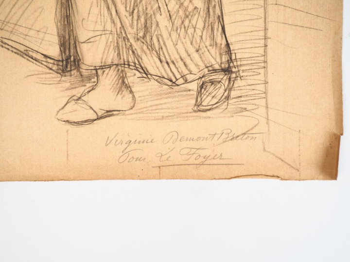 Virginie DEMONT-BRETON.  "Maternité, étude pour Le Foyer".  Crayon sur