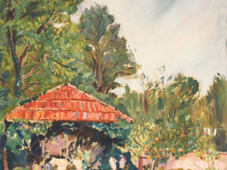 Vente aux enchères Mario CAVAGLIERI.  "Le puits" Huile sur toile, signée en bas à droite.