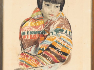 Vente aux enchères ALIX AYME.  "la jeune indochinoise" Lithographie signée en bas à droit