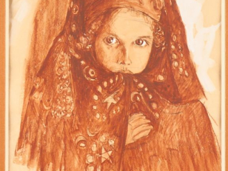 Vente aux enchères P. CARRERE.  "jeune mauresque".  Aquarell gouachée, signée en bas à dr
