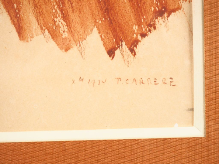 P. CARRERE.  "jeune mauresque".  Aquarell gouachée, signée en bas à dr