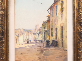 Vente aux enchères Raymond CASIMIR.  "Quimperlé"  Aquarelle, signée en bas à gauche.  Dim