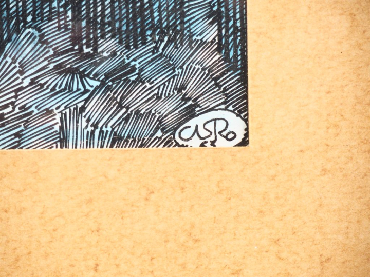 CASTRO.  "portrait de Manolete" Encre colorée signée en bas à droite e