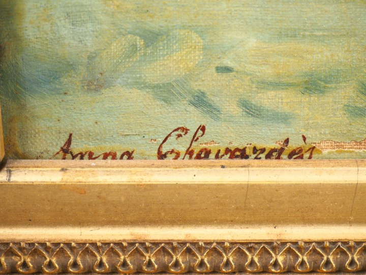 Anna CHAVARDES. "marine" Huile sur toile, signée en bas à gauche. Dim.