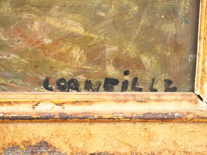 CORNEILLE. "les poules" Huile sur panneau, signée en bas à droite. Dim
