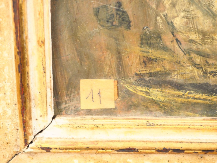 CORNEILLE. "les poules" Huile sur panneau, signée en bas à droite. Dim