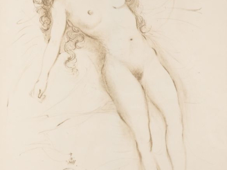 Vente aux enchères Salvador DALI.  "Jeune femme nue". Lithographie signée en bas à droite