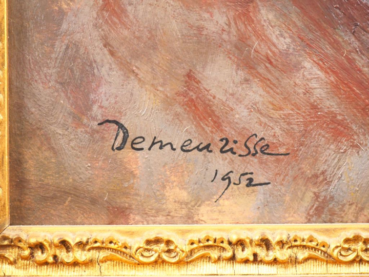 DEMEURISSE.  "Bouquet d'anémones".  Huile sur toile, signée en bas à g