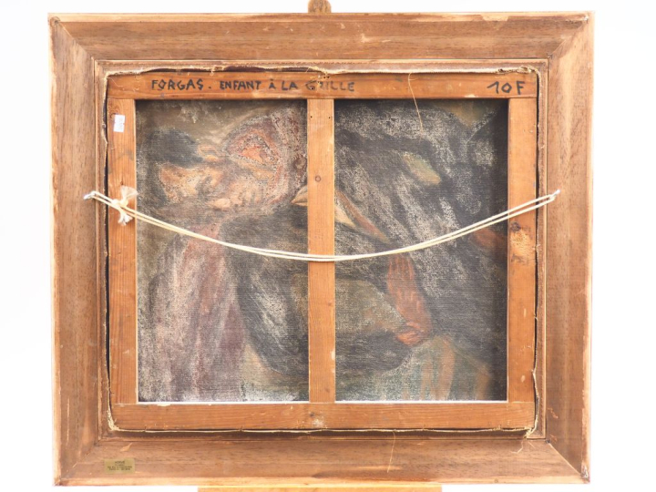 FORGAS.  "l'enfant à la grille" Huile sur toile, signée en bas à droit