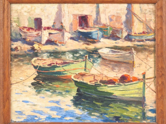 Vente aux enchères GERMAK.  "un coin du port de st Tropez"  Huile sur toile, signée en ba