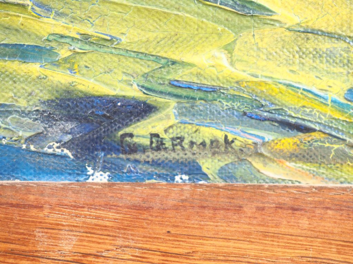 GERMAK.  "un coin du port de st Tropez"  Huile sur toile, signée en ba