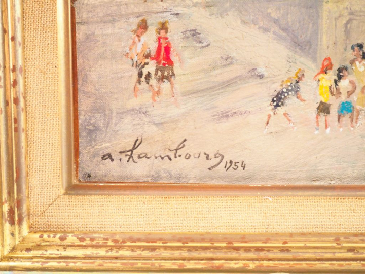 A. HAMBOURG.  "La Tour Eiffel, devant le palais de Chaillot". Huile su