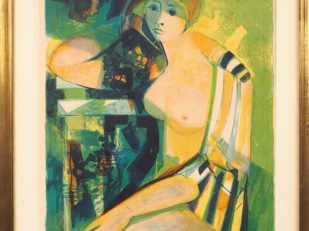 HILAIRE.  "jeune nue". Lithographie numérotée 152/300 et contresignée 
