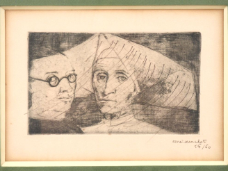 Vente aux enchères JEANCLOT.  "Portraits" Eau forte numérotée 15/60