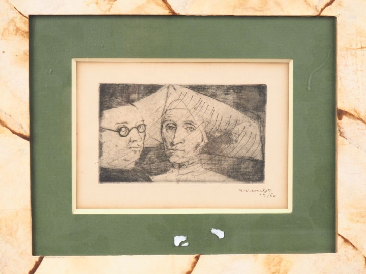 JEANCLOT.  "Portraits" Eau forte numérotée 15/60