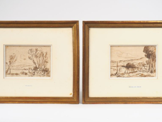 Vente aux enchères Maximilien LUCE.  "paysage animé" Paire de dessins au lavis  Dim. 11,5