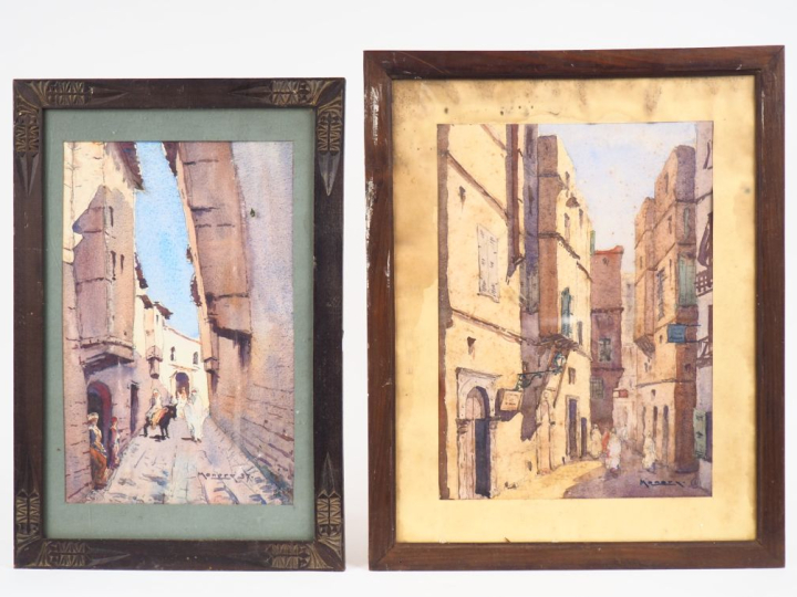 MONORY.  "Vue de la Kasba". Aquarelles, signées en bas à droite  Dim. 
