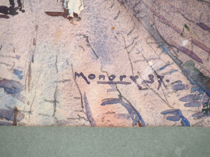 MONORY.  "Vue de la Kasba". Aquarelles, signées en bas à droite  Dim. 
