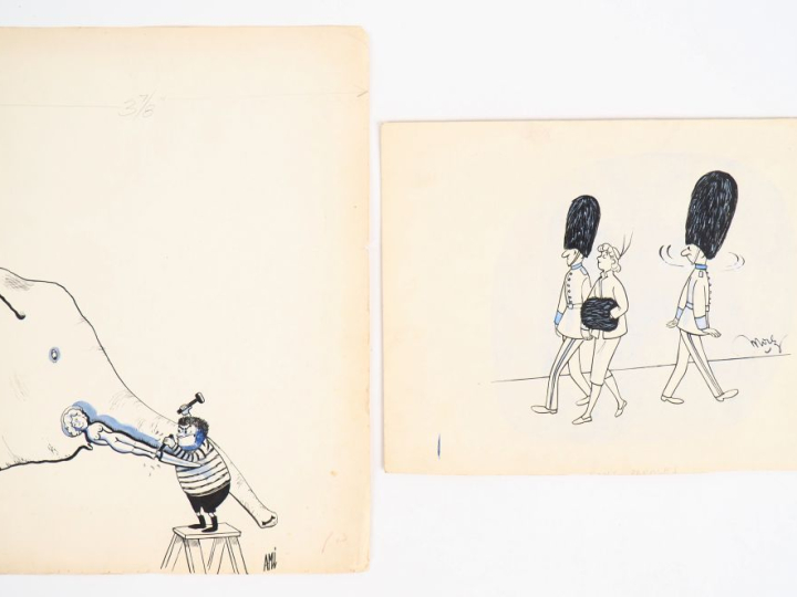 MOREZ. Et AMI 2 dessins signés.  Dim. 21 x 27 cm - 32,5 x 25 cm