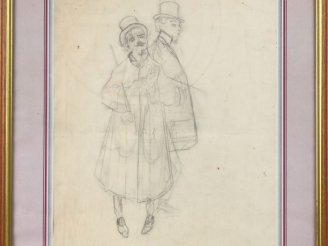 Vente aux enchères Ecole française fin XIXème. "2 hommes en redingote" Dessin au crayon D