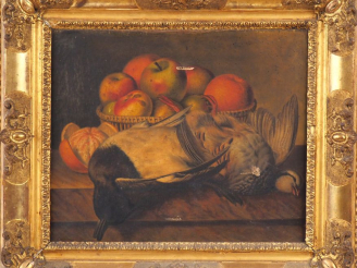 Vente aux enchères Ecole française XIXème. "nature morte d'automne"  Huile sur toile, sig