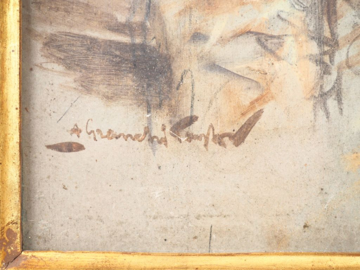 Ecole bretonne.  "pecheur à la pipe" Pastel, signé en bas à gauche. Di