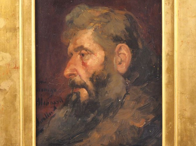 Ecole fin XIXème-début XXème. "portrait d'homme barbu" Huile sur carto