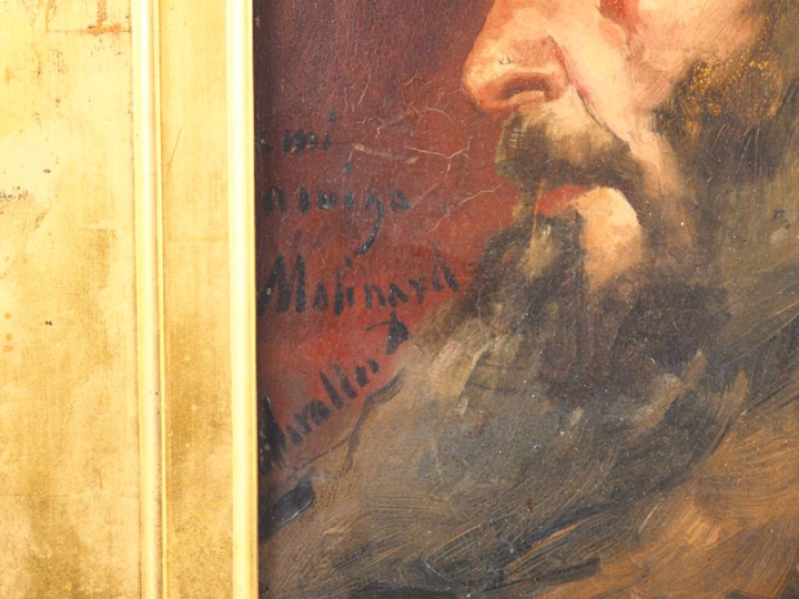 Ecole fin XIXème-début XXème. "portrait d'homme barbu" Huile sur carto