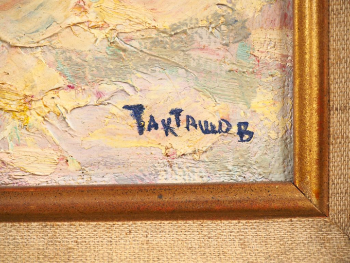Ecole russe XXème. "paysage d'hiver ensoleillé"  Huile sur toile, sign