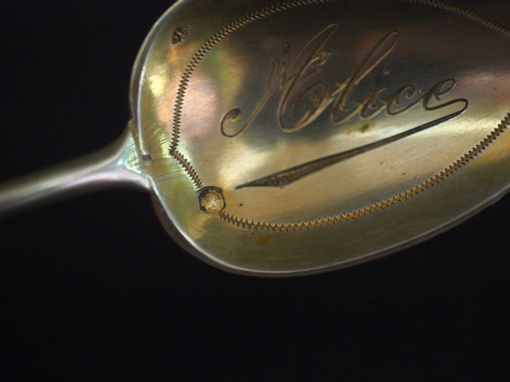 Ensemble comprenant : - une pelle à sel en vermeil, poinçon au Coq, mo