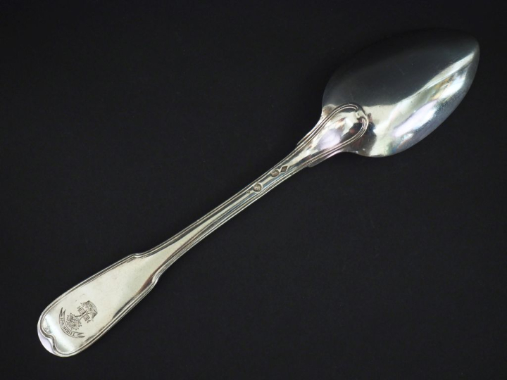 Cuillère à ragoût début XIXème en argent 950, poinçon au 2ème Coq, mod