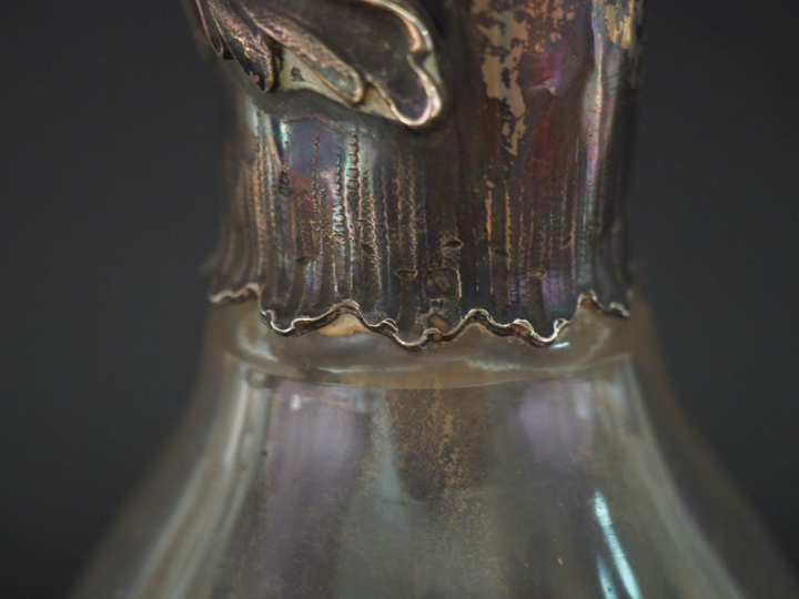 Aiguière de style Louis XV en cristal cannelé, monture en argent 925, 