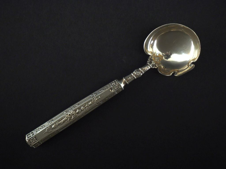Petite cuillère à crème en argent 925 et vermeil et argent fourré, poi