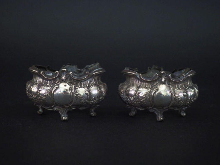 Paire de salerons de style Louis XV en argent 925, poinçon Minerve, à 